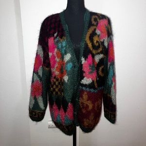 Hand Knit Mohair Blend button front cardigan